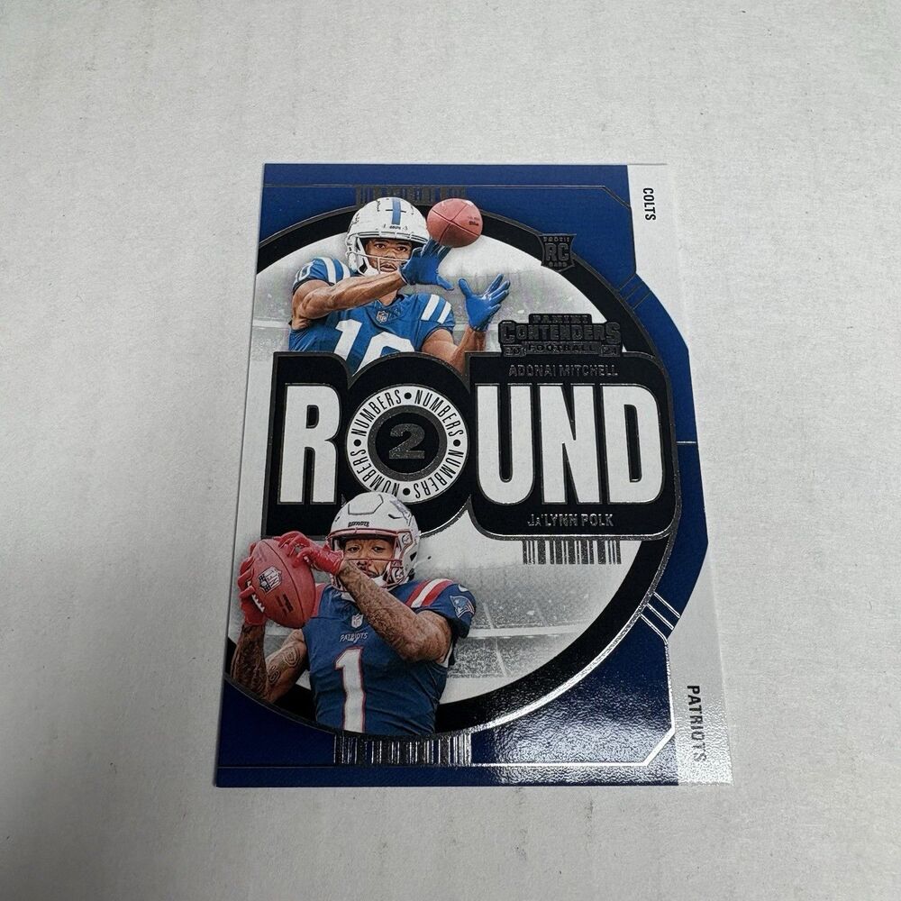 2024 Panini Contenders Round Numbers Adonai Mitchell, Ja'Lynn Polk #10 Rookie RC